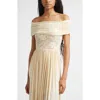 Zimmermann Rebellion Lace Inset Off The Shoulder Draped Dress In Neutral