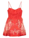 Zimmermann Rebellion Lace-up Floral Mini Dress In Red