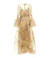 Zimmermann Evening Dress Rebellion Lantern Flared Sleeves In Brown