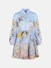 Zimmermann Rebellion Multicolor Midi Dress With Bow Detail On The Front And All-over Floral Print In Linen Woma In Purple