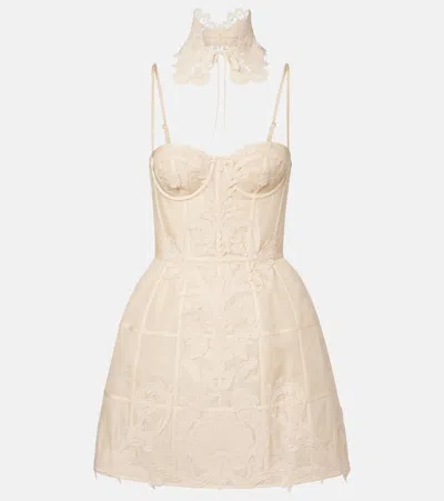 Zimmermann Rebellion Linen And Silk Bustier Dress In White