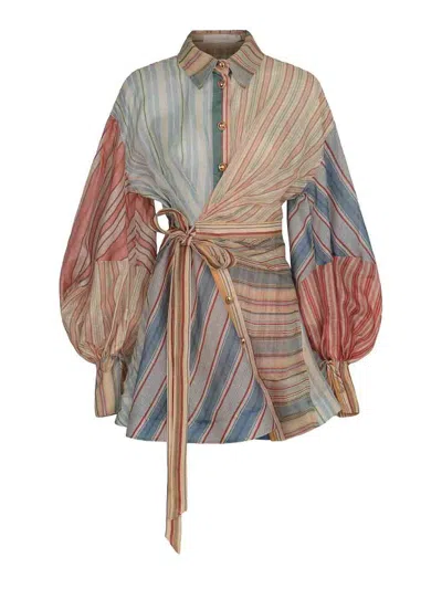 ZIMMERMANN REBELLION LINEN AND SILK MINI DRESS
