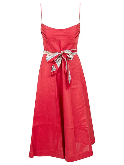 Zimmermann Rebellion Linen Midi Dress In Red