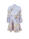 Zimmermann Rebellion Linen Mini Dress In Blue