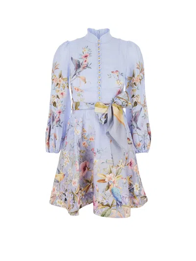 Zimmermann Rebellion Linen Mini Dress In Blue
