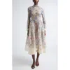 Zimmermann Rebellion Long Sleeve Beaded Linen & Silk Midi Dress In Neutral