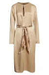 Zimmermann Rebellion Long Sleeve Twill Midi Dress In Neutral