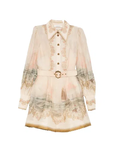 Zimmermann Rebellion Marine Long-sleeve Dress In Pink