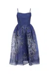 Zimmermann Rebellion Lace-up Embellished Pleated Gathered Printed Linen And Silk-blend Midi Dress In Blue