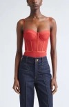 Zimmermann Rebellion Mesh Corset Bodysuit In Red