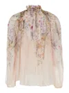 Zimmermann Rebellion Multicolor Blouse With Bow Detail On The Front And All-over Floral Motif In Viscose Woman In Multi