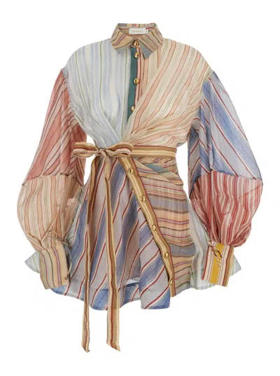 Zimmermann Ribellion Stripe Mini Dress In Multi