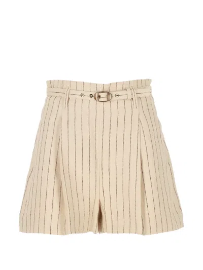 Zimmermann Rebellion Pinstripe Shorts In Neutral