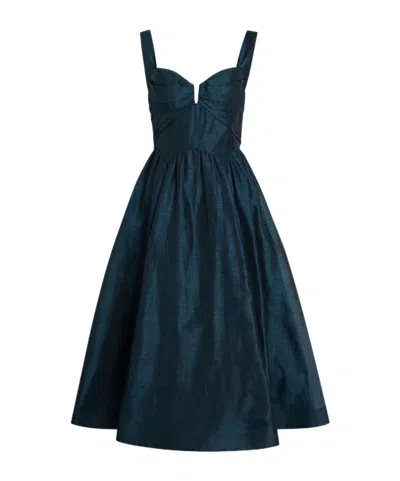 Zimmermann Rebellion Pleated Linen And Silk-blend Midi Dress In Black