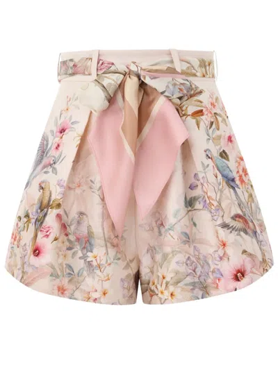 Zimmermann Rebellion Pleated Shorts In Multi