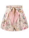 Zimmermann Rebellion Multicolor Shorts With Bow On The Front And All-over Floral Motif In Cotton And Silk Woman In Pink