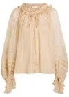 Zimmermann Rebellion Pleated Silk Blouse In Neutral
