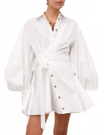 Zimmermann Rebellion Poplin Mini Dress In Ivory In Purple