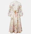 Zimmermann Rebellion Printed Linen Midi Dress In Multi
