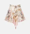 Zimmermann Rebellion Multicolor Shorts With Bow On The Front And All-over Floral Motif In Cotton And Silk Woman In Multi