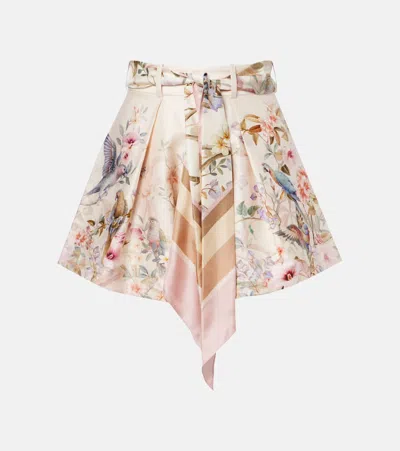 Zimmermann Rebellion Printed Silk And Cotton Shorts In Multi