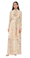 Zimmermann Rebellion Pussybow Shirt Dress Pink Floral In Multi