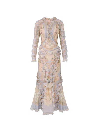 Zimmermann Rebellion Ruffled Floral Maxi Dress In Multi