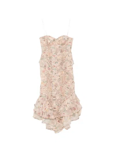 Zimmermann Rebellion Ruffled Midi Dress In Brown