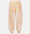 Zimmermann Rebellion Ruffled Silk Wide-leg Pants In Pink