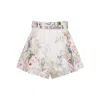 Zimmermann Rebellion Multicolor Shorts With Bow On The Front And All-over Floral Motif In Cotton And Silk Woman In Multi