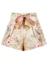 Zimmermann Rebellion Multicolor Shorts With Bow On The Front And All-over Floral Motif In Cotton And Silk Woman In Multi