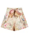 Zimmermann Rebellion Multicolor Shorts With Bow On The Front And All-over Floral Motif In Cotton And Silk Woman In Pink