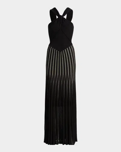 Zimmermann Rebellion Stripe Halter Dress In Black