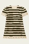 Zimmermann Rebellion Stripe Rope Dress In Dark Olive Stripe In Black