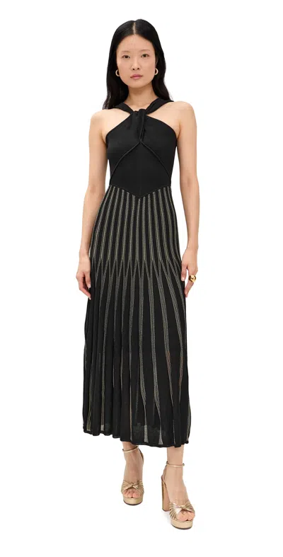 Zimmermann Rebellion Stripe Halter Dress In Black