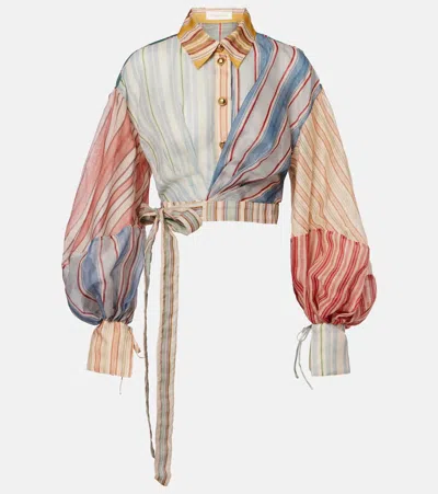 Zimmermann Rebellion Striped Linen And Silk-blend Blouse In Multi