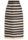 Zimmermann Rebellion Striped Linen Midi Skirt In Multi