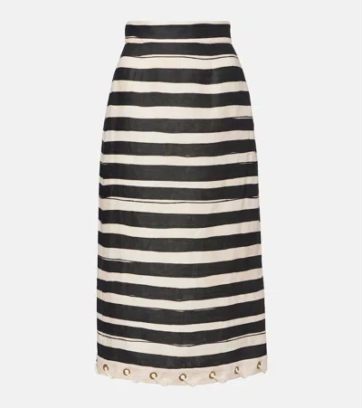 Zimmermann Rebellion Stripe Rope Skirt In Black Stripe