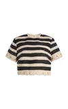 Zimmermann Rebellion Striped Linen Rope Top In Black