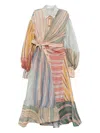 Zimmermann Women Multicolor Stripes Shirt Collar Midi Dress