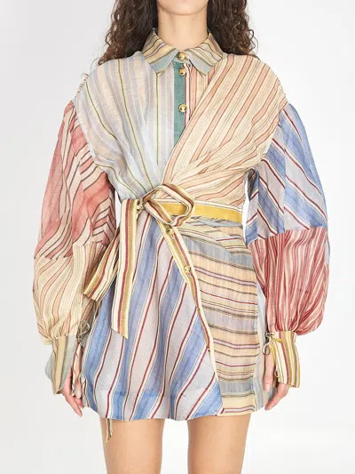 Zimmermann Rebellion Striped Mini Dress In Multi