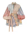 Zimmermann Rebellion Multicolor Midi Dress With Bow Detail On The Front And All-over Striped Motif In Linen And In Multi