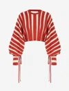 Zimmermann Striped Bow Rebellion Sweater In Red