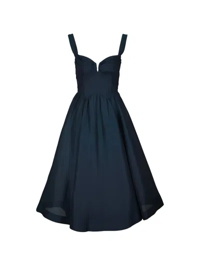 Zimmermann Rebellion Sweetheart-neck Midi Dress In Blue