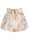 Zimmermann Rebellion Multicolor Shorts With Bow On The Front And All-over Floral Motif In Cotton And Silk Woman In White