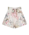 Zimmermann Rebellion Multicolor Shorts With Bow On The Front And All-over Floral Motif In Cotton And Silk Woman In White
