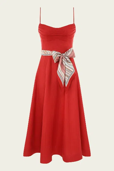 Zimmermann Rebellion Tuck Midi Dress In Red