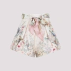 Zimmermann Rebellion Multicolor Shorts With Bow On The Front And All-over Floral Motif In Cotton And Silk Woman In Multi