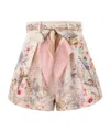 Zimmermann Rebellion Multicolor Shorts With Bow On The Front And All-over Floral Motif In Cotton And Silk Woman In Multi