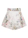 Zimmermann Rebellion Multicolor Shorts With Bow On The Front And All-over Floral Motif In Cotton And Silk Woman In Multi